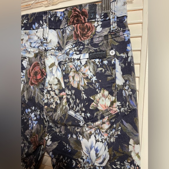 7 For All Mankind blue floral Skinny Jeans size 26 - Picture 4 of 7